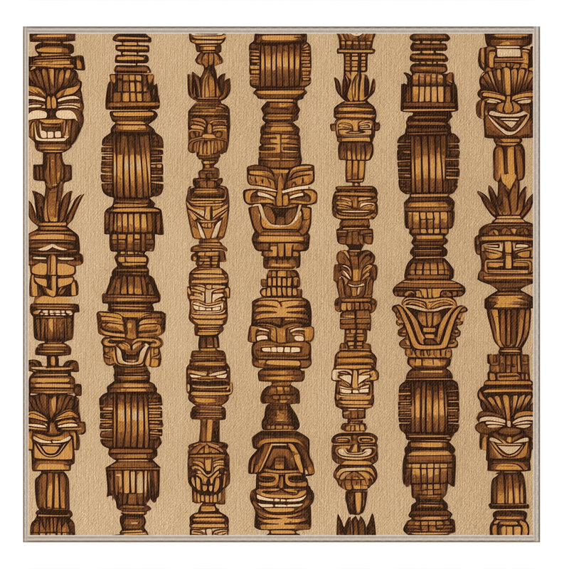  Tapis hawaïen lavable statues Tiki, Carré 4 pi