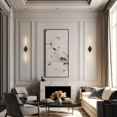 Applique murale moderne en verre double avec texture moletée, éclairage de meuble-lavabo 2 lumières pour le salon, la chambre, le couloir, la cuisine, les ampoules et les accessoires d'installation