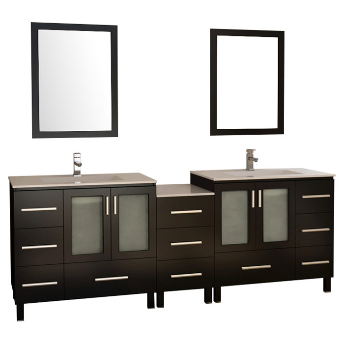 88'' Double Bathroom Vanity with Ceramic Top
