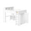 Grand lit mezzanine en bois avec garde-robe et bureau, tête de lit avec rangement et port USB, blanc-1138889723