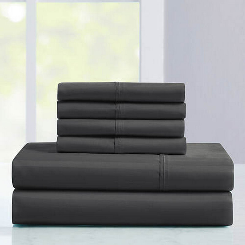 Ensemble de literie 6 pièces Kathy Ireland, Gris anthracite, Grand lit