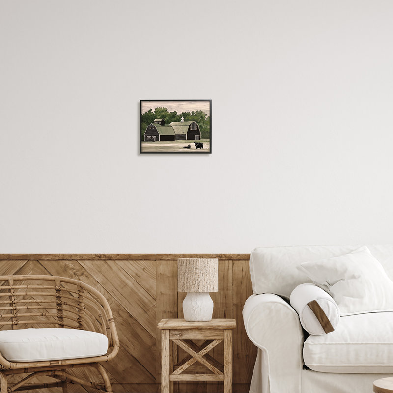 "Stable Barn Country" par Cindy Jacobs, impression sur bois avec cadre flottant, H 11 po x l 14 po x P 1,5 po