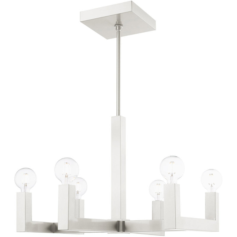 Lustre classique à 6 lumières DEL unique, Nickel brossé