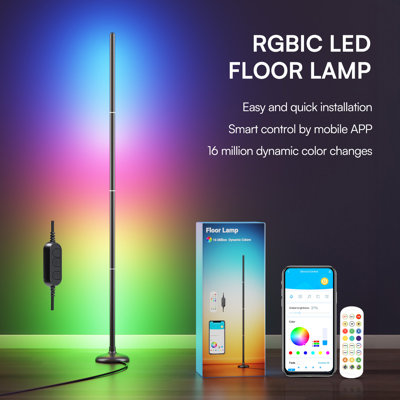 2 Pack Modern RGB Color Changing Floor Lamp 5050 LED Strip  App and Remote Control Dimmable Mood Lighting for Bedroom Living Room and Gaming Room