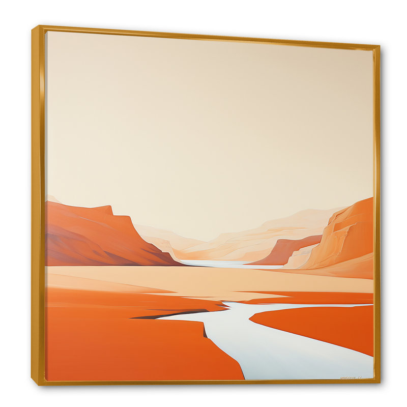 «Brown Minimalisme Canyon Calm II», reproduction sur toile, H 16 po x l 16 po x P 1 po, Cadre flottant doré