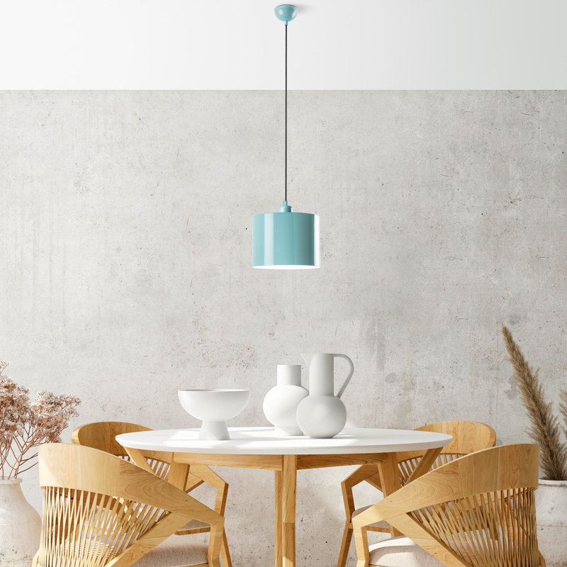 Lustre en métal turquoise, hauteur réglable 9,8 po x 5,9 po | 1 x douille E27, 40 W maximum (ampoule non incluse) | Homologué IP20, design élégant et moderne pour la décoration intérieure | Parfait pour la salle à manger et les espaces de vie
