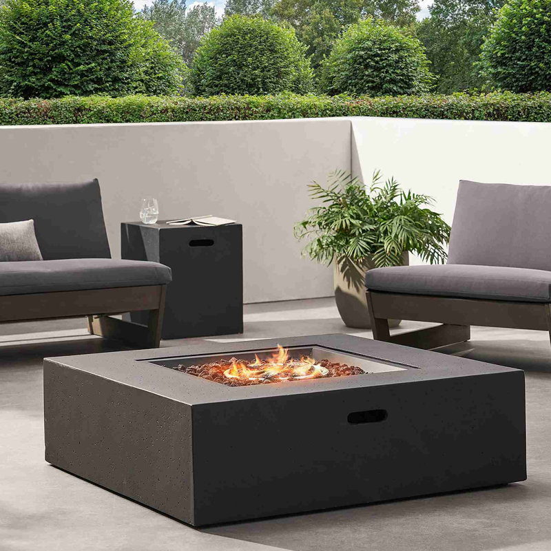 Table de foyer d'extérieur au propane 500g BTU avec support de réservoir - gris foncé, Gris foncé