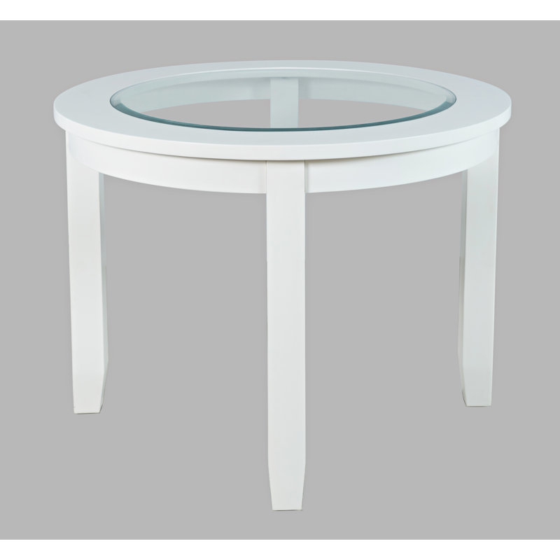 Jessim Counter Height 42" Acacia Dining Table, White, Standard Height