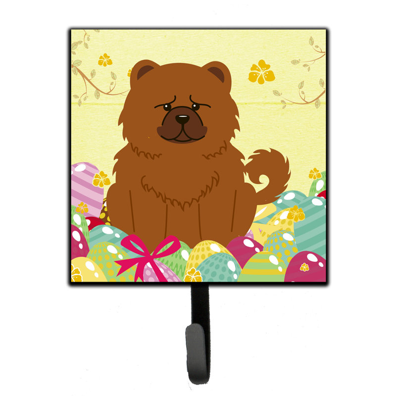 Mcelyea Metal Wall Organizer with Key Hooks, Chow Chow, Brown/Red/Green