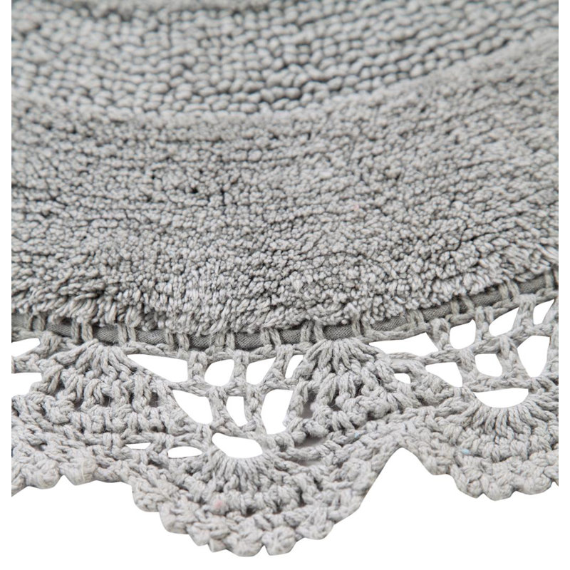 Wingert Cotton Non-Slip Bath Rug, Gray, 60'' W x 60'' L