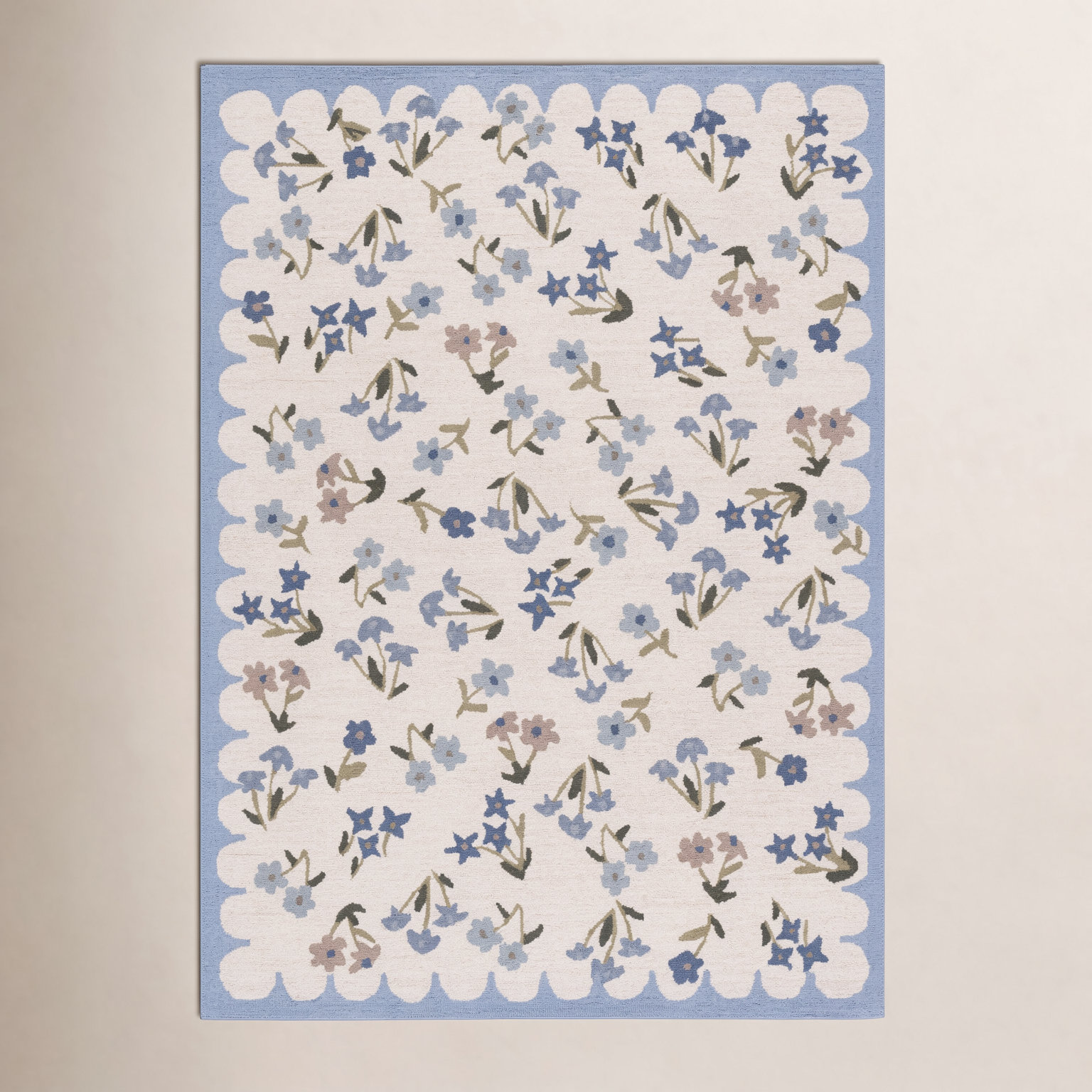 Hand-Tufted Wool Floral Outdoor Rug, Rectangle 4' x 6'