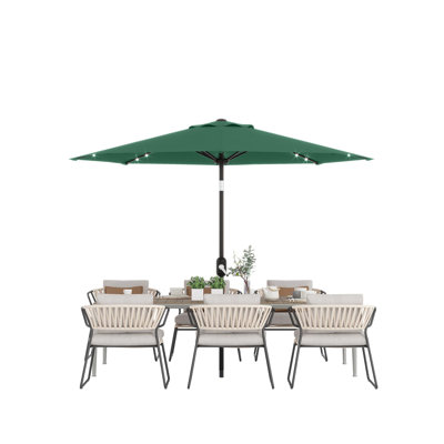 10 Ft Patio Umbrella with Solar Lights, Outdoor Table Umbrella with 40 LED Lights & Tilt Crank, 8 Ribs Market Umbrella for Pool, Deck, Backyard