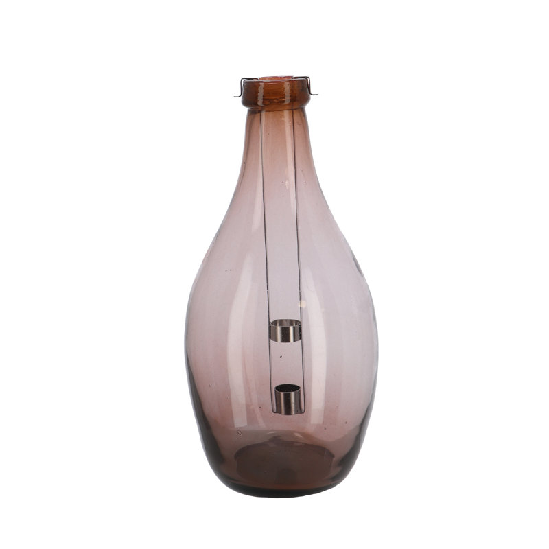 Lanterne de table en verre 15,17 po H, Rose