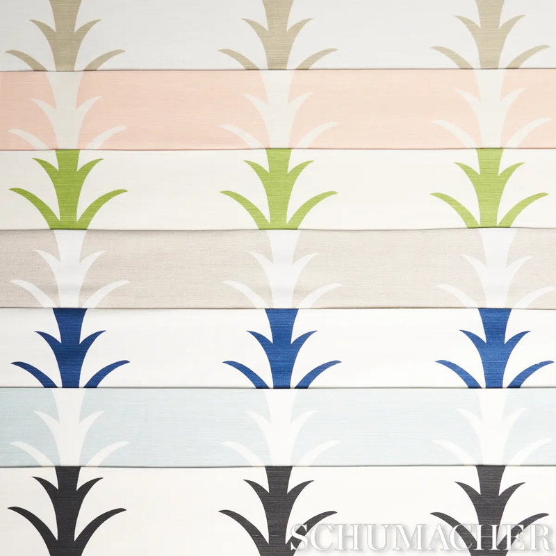 Schumacher x Celerie Kemble Acanthus Stripe Fabric, Leaf