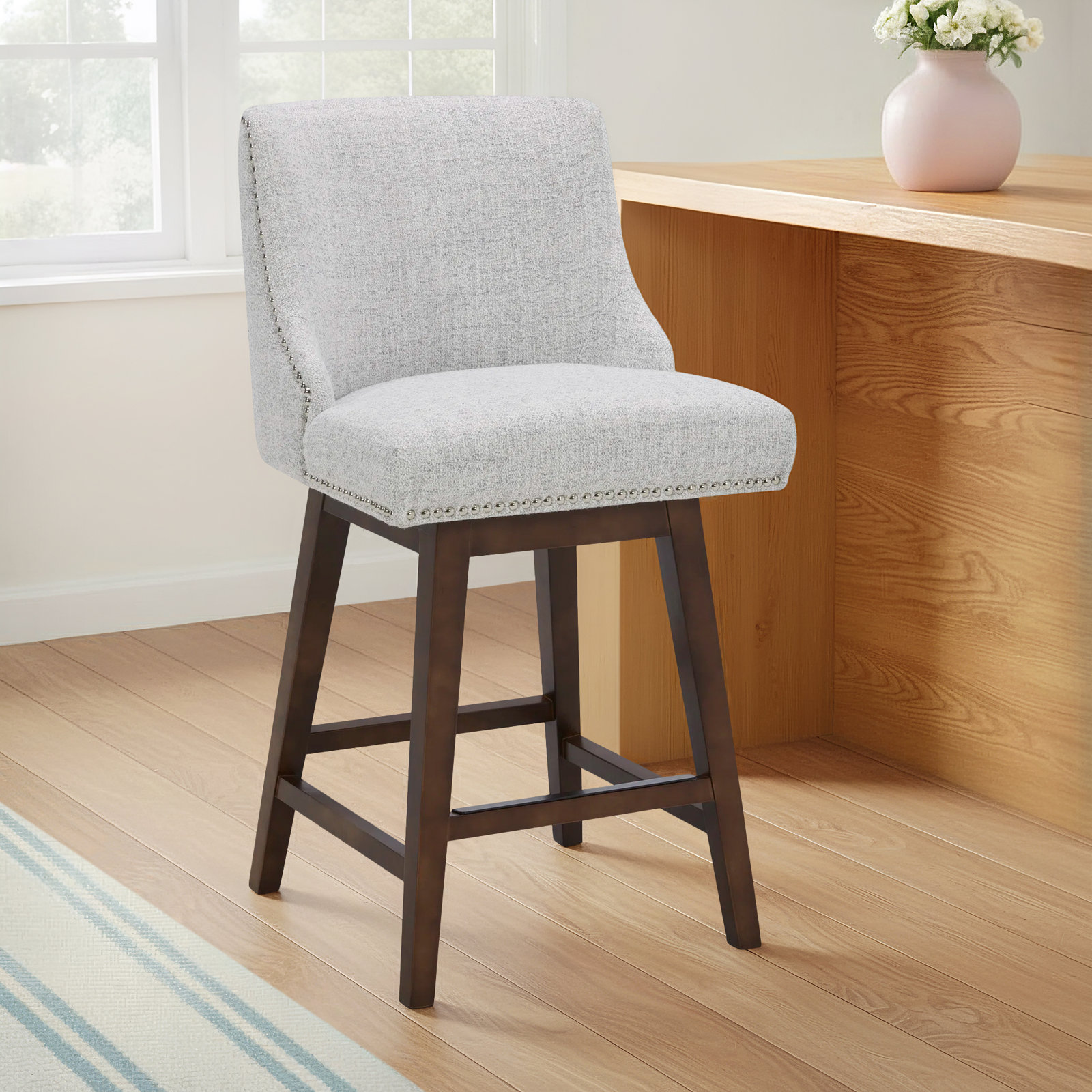 Orbay 26" Swivel Bar Stool, Gray Heathered