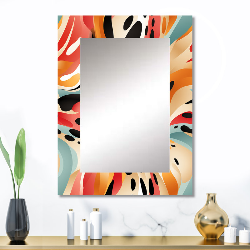 Multicolore Urban Elegance - miroir mural décoratif géométrique, miroir moderne, impression d'art en métal, 32 po x 24 po