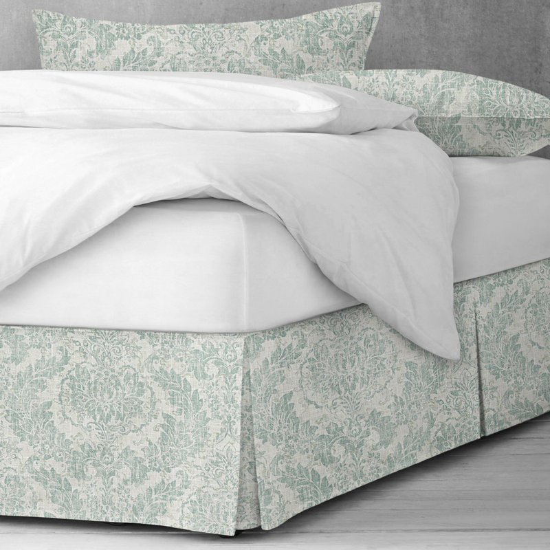 Bordeau Linen Bed Skirt, Twin, 15", Mist