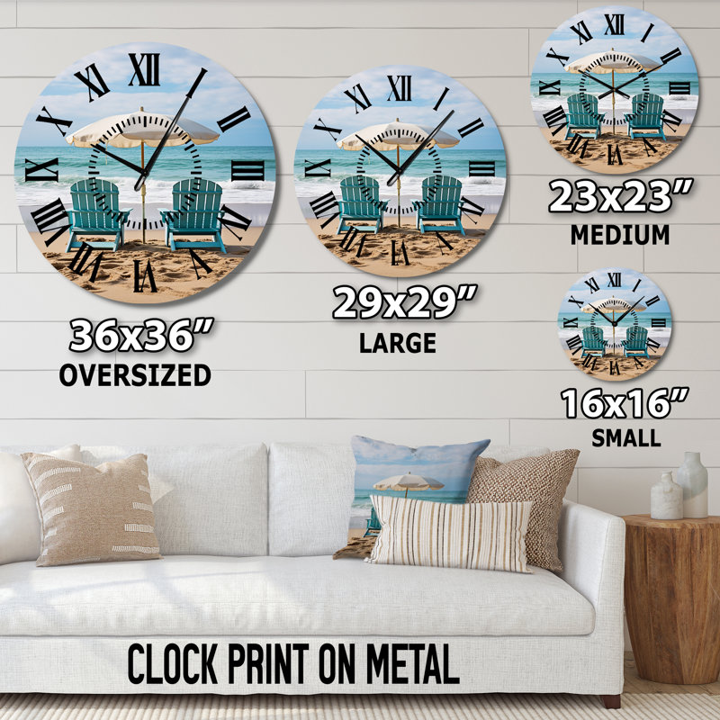 Horloge murale plage et chaises de plage Scenery III, Grand
