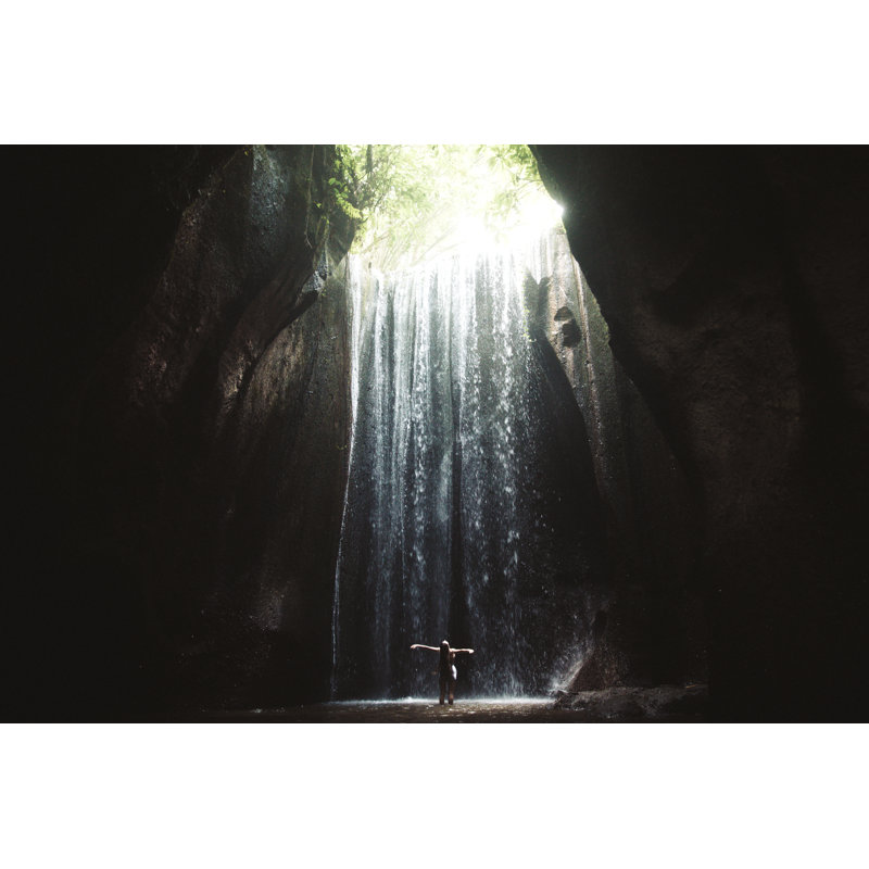 Woman Staying Under Hidden Waterfall by Anastasiia Shavshyna - Wrapped Canvas Print, 20cm H x 30cm W x 3.8cm D