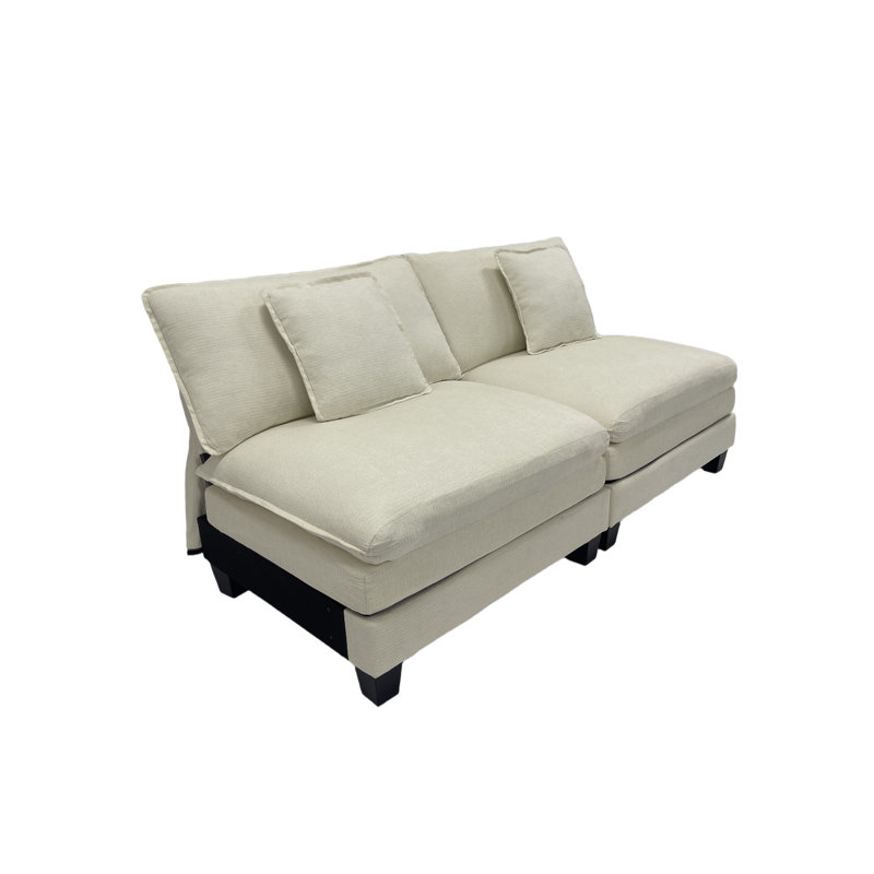 Causeuse Hodson large de 64 po de largeur avec siège modulaire et coussins, Beige