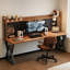 Bureau noyer + bois massif rectangulaire noir + fer-1085965179