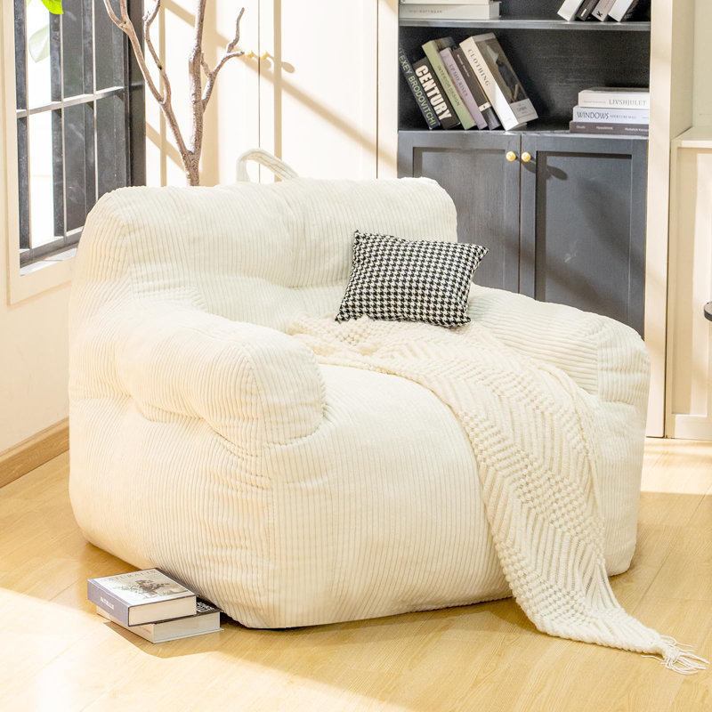 Luxury Oversize Faux Fur Bean Bag Chair - Premium Memory Foam, Ergonomic Design for Gaming & Reading (No Assembly)