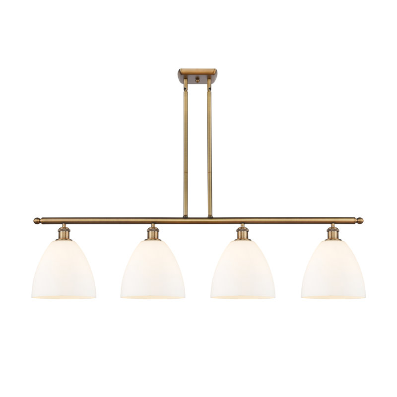 Luminaire suspendu linéaire à 4 lumières pour îlot de cuisine Amillya, Blanc mat, H 45,75 po x l 48 po x P 9 po
