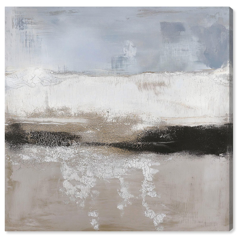 Large Neutral Abstract Canvas Art in Gray and Beige