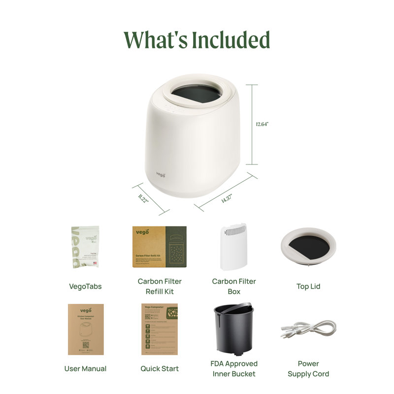 1.05 Gallons Indoor Kitchen Composter, White