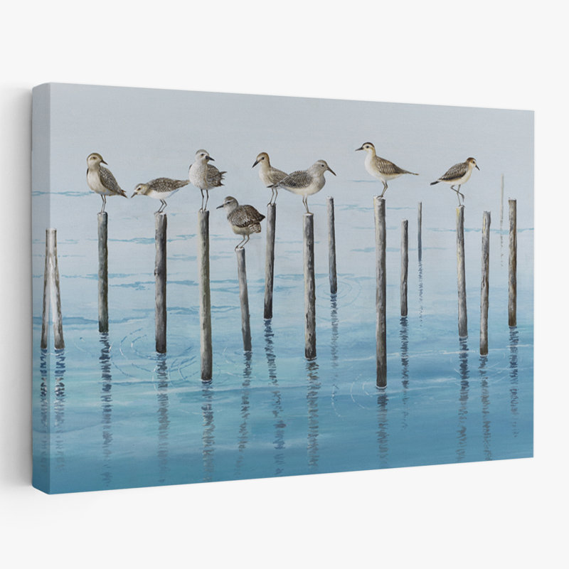 Repas de midi - animaux côtiers, oiseaux, art océanique, H 24 po x l 16 po