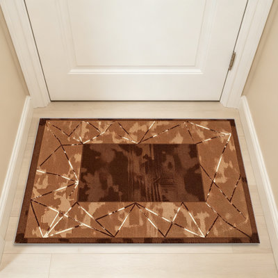 Brown Geo carpet-easy to clean, machine-washable, soft and comfortable; suitable for door mats, kitchens, living rooms, bedrooms, corridors, and laundry areas. Easy to clean, durable carpet for home decoration.