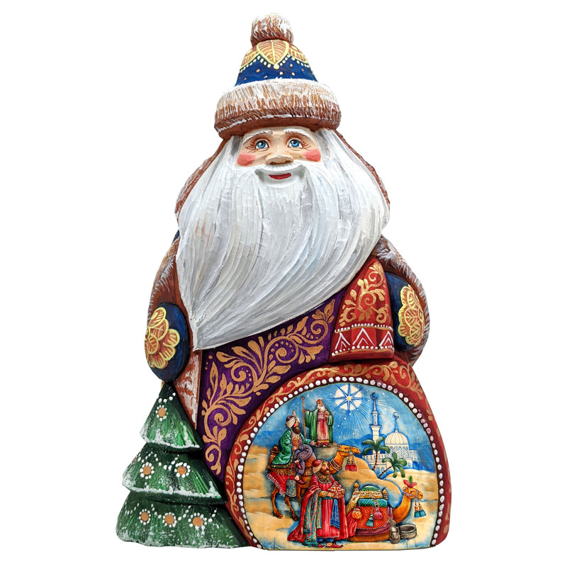 Figurine de chef-d'œuvre sculptée en bois «Le voyage des trois rois»