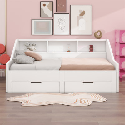 Platform Bed, Charging Station, Trundle Bed And 2 Drawers by Lark Manor