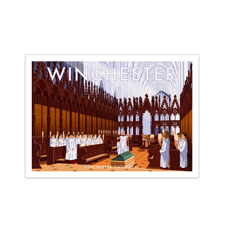 Winchester Cathedral by Stephen Millership - Print, 21 cm H x 29.7 cm W x 1 cm D, No Frame