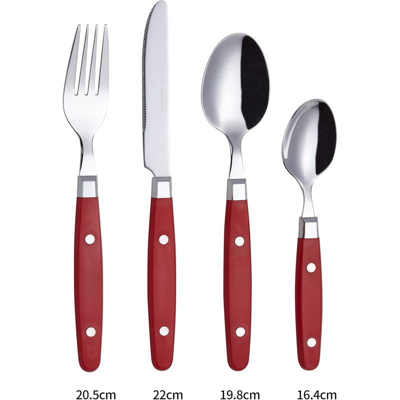 Exzact 24 Stainless Steel Cutlery Set, Service for 6, Red