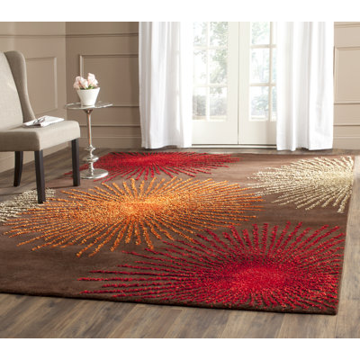 Amier Abstract Handmade Tufted Brown Area Rug