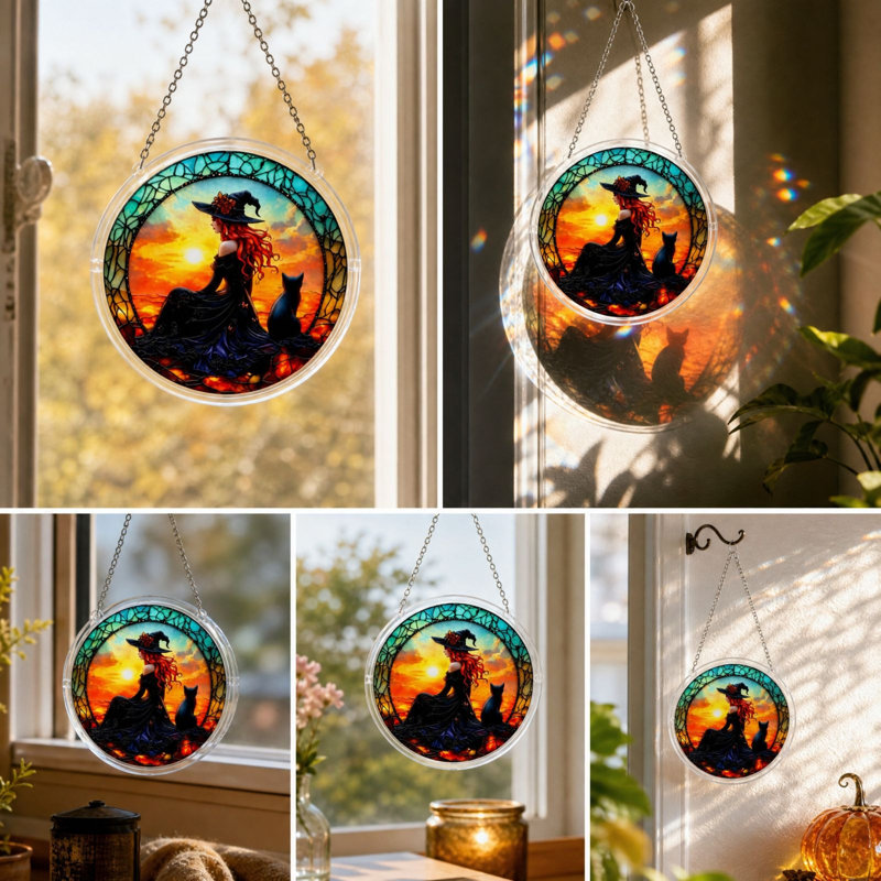 Décoration d'Halloween - Pendentif circulaire en acrylique attirant la lumière