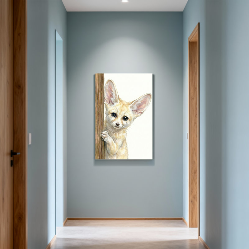 Animaux Fennec Fox furtivement derrière un panneau de bois, H 12 po x l 18 po