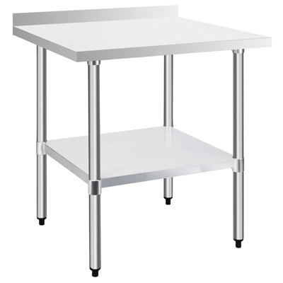 Table de travail en acier inoxydable 30 po X avec dosseret de 4 po, sous la tablette, idéale pour la restauration, pour les taches et pour les restaurants de calibre 18 nécessitant peu d'entretien, rouille