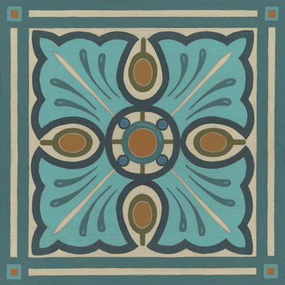 Piazza Tile In Blue I by June Erica Vess - No Frame Print on Canvas