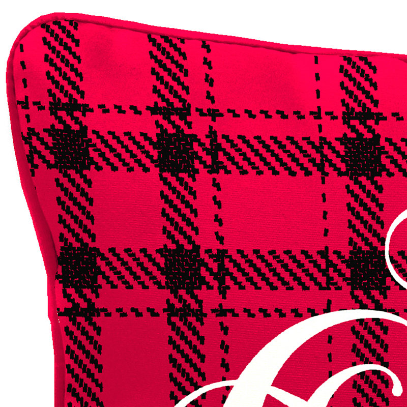 16" x 12" Outdoor Lumbar Throw Pillow with Welt, Black/Red