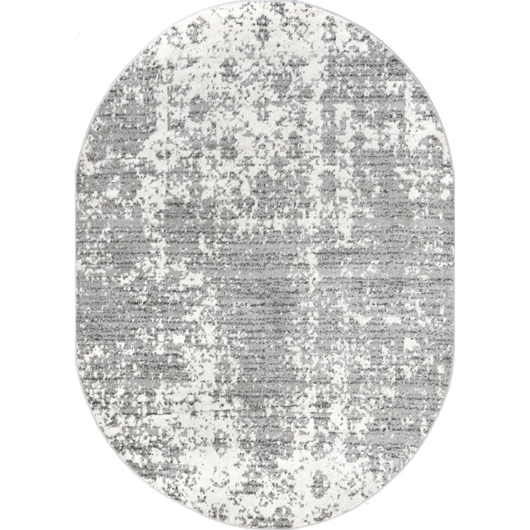 Deedra Modern Abstract Power Loom Performance Gray/White Rug