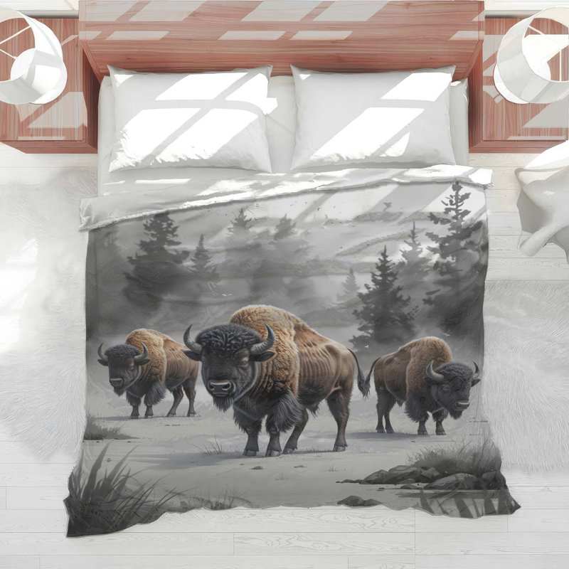 Édredon Bison In Winter Landscape, Grand lit