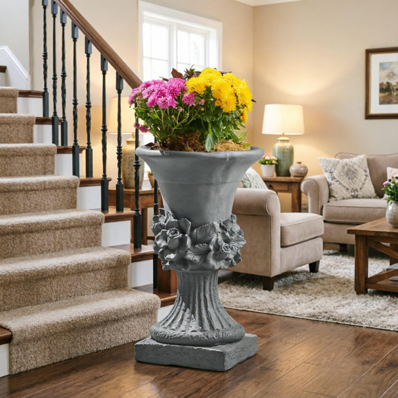 Lightweight Mgo Urn Planter, Antique Gray