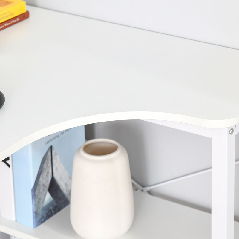 Bureau d'ordinateur en L Fregoso, Blanc / blanc
