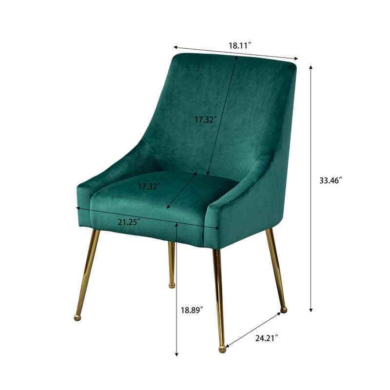 Khivi Velvet Side Chair, Dark Green