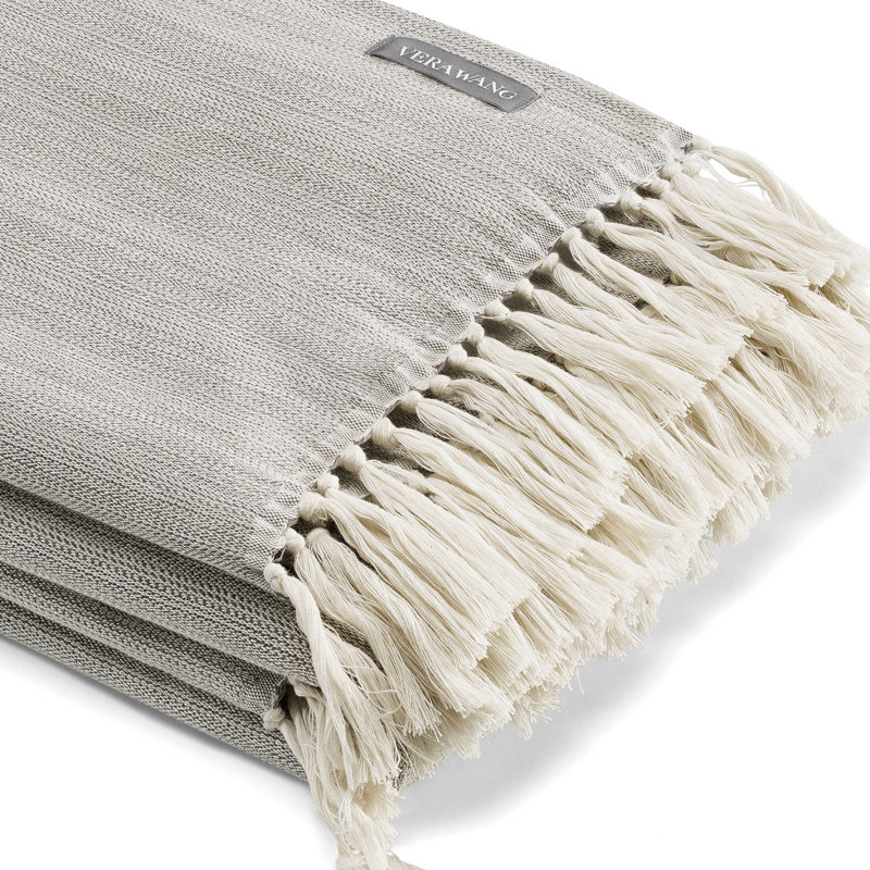 Twill Fringe Cotton Throw, Charcoal
