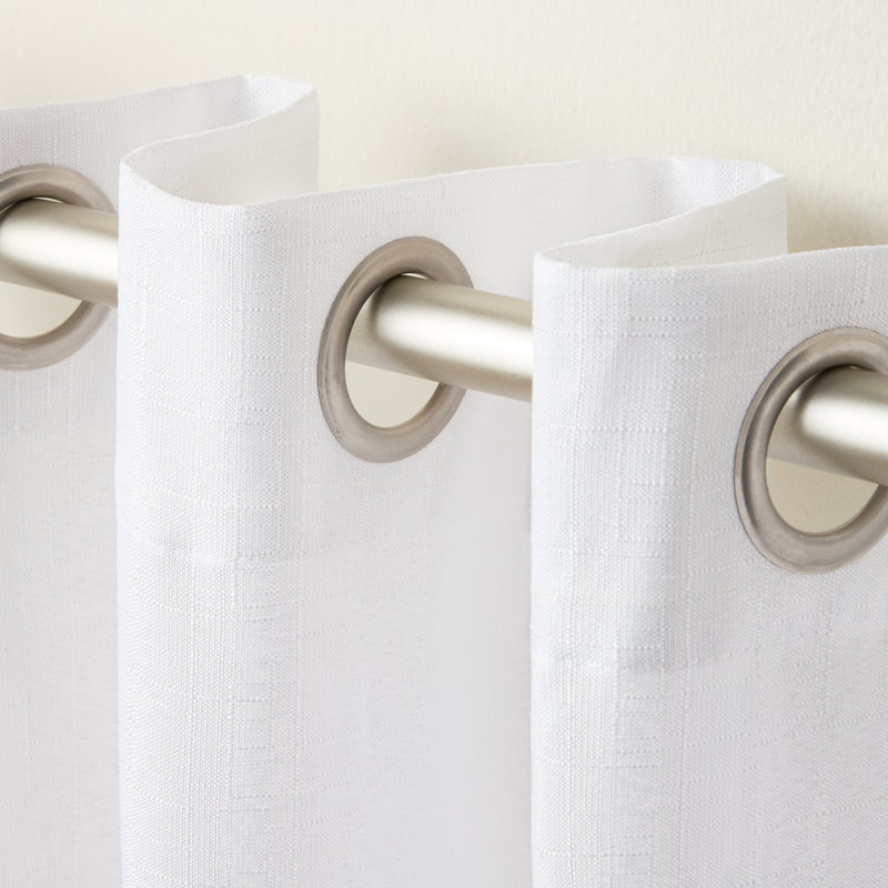 Loha GT Aaliyah Solid Color Semi-Sheer Grommet Curtain Panels, Winter White, 54" W x 96" L