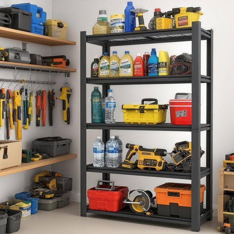 72'' H x 35.4'' W 5‑Tier Heavy‑Duty Metal Storage Shelving Unit, 2000 lbs Capacity Adjustable Steel Garage Shelf Rack for Garage, Basement, Warehouse & Utility Room, Black