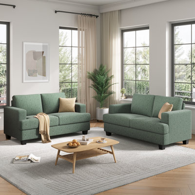 63" Upholstered Sofas 2 Seater Couches Small Loveseat For Small Apartment Living Room (Set Of 2)